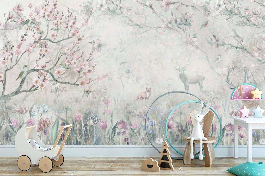 Фотообои в интерьере цветущая поляна  13-060 фото