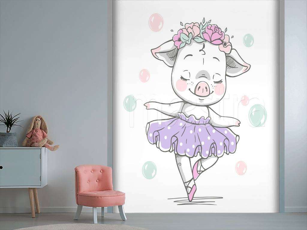 Фотообои в интерьере поросенок балерина  12-483 фото