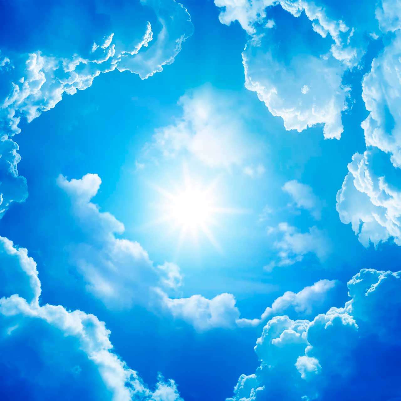 Фотообои в интерьере спокойное небо и лучи солнца  9-351 фото