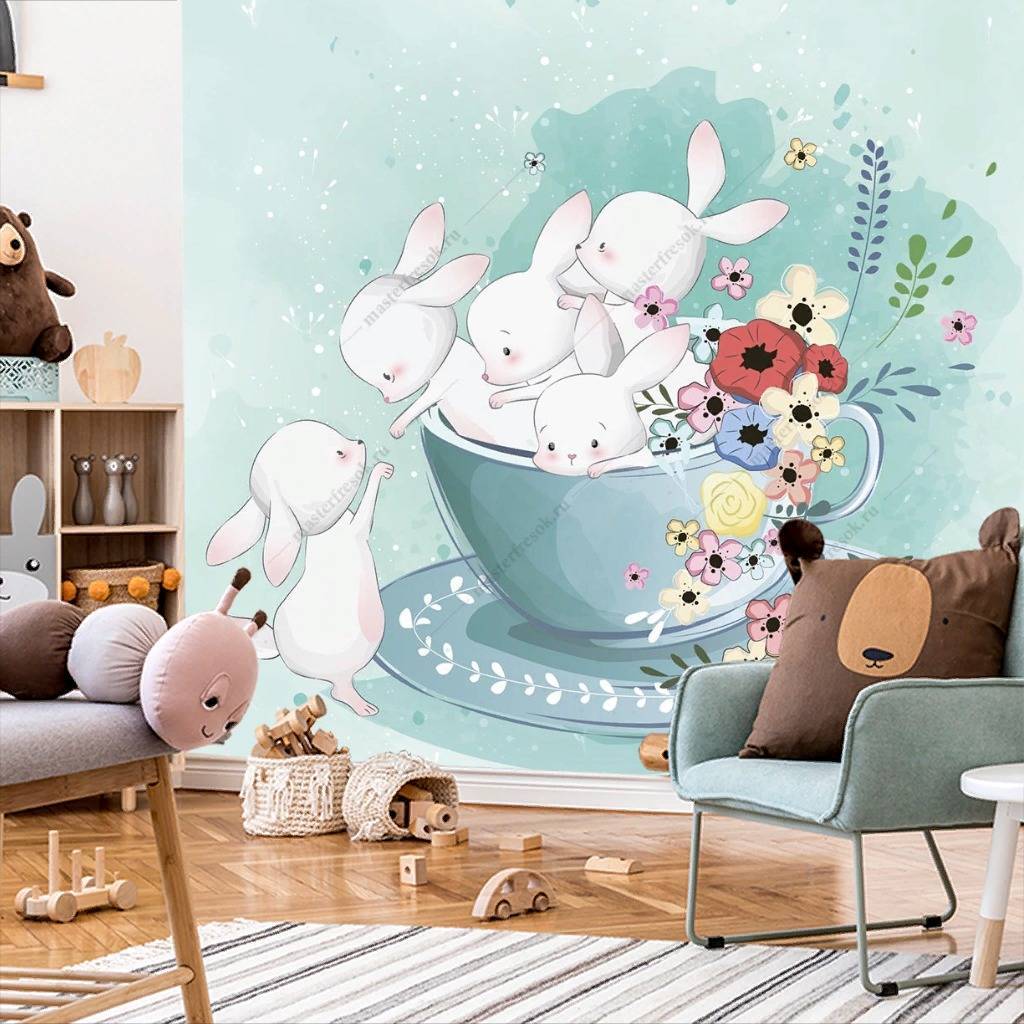 Фотообои Зайки в чашке  12-455