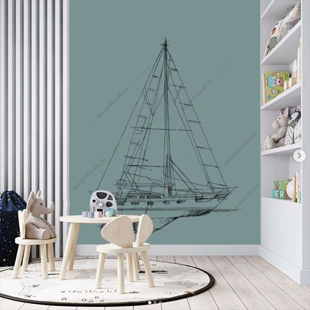Фотообои в интерьере яхта рисунок   14-745 фото