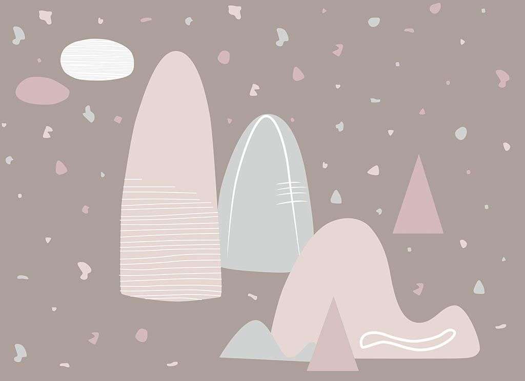 Фотообои в интерьере горы на розовом фоне  14-100 фото