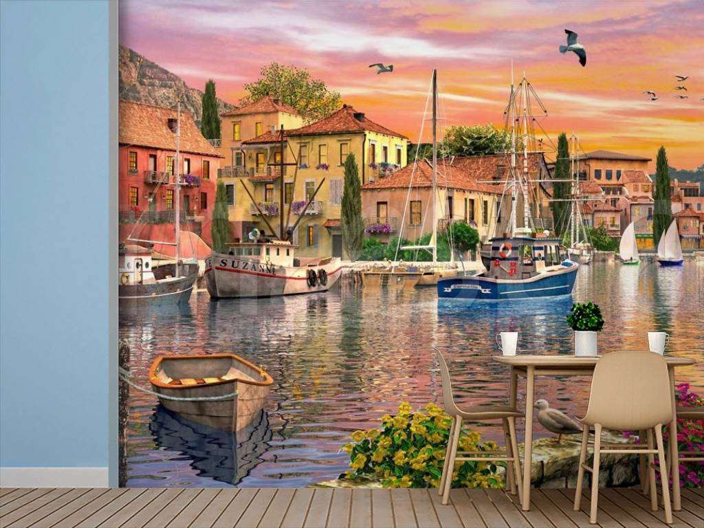 Фотообои Лодки на фоне заката  8-101