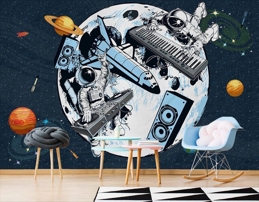 Фотообои в детскую подростка: Космонавты-диджеи   14-730