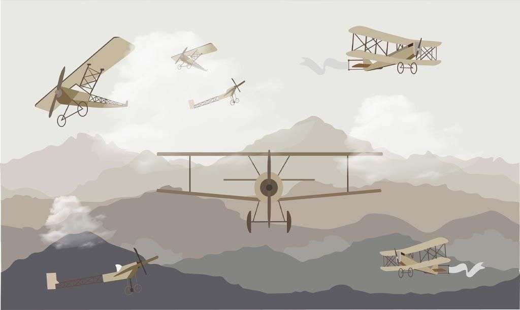 Фотообои в интерьере ретро самолет в горах  12-1451 фото