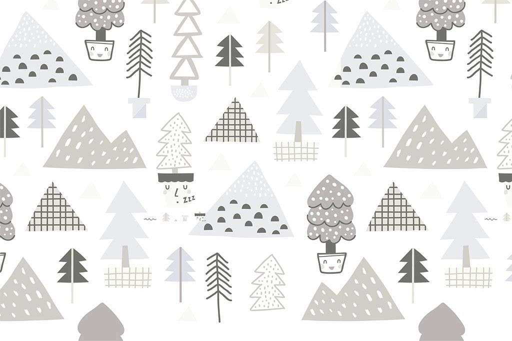 Фотообои в интерьере горы серые и елочки  12-706 фото