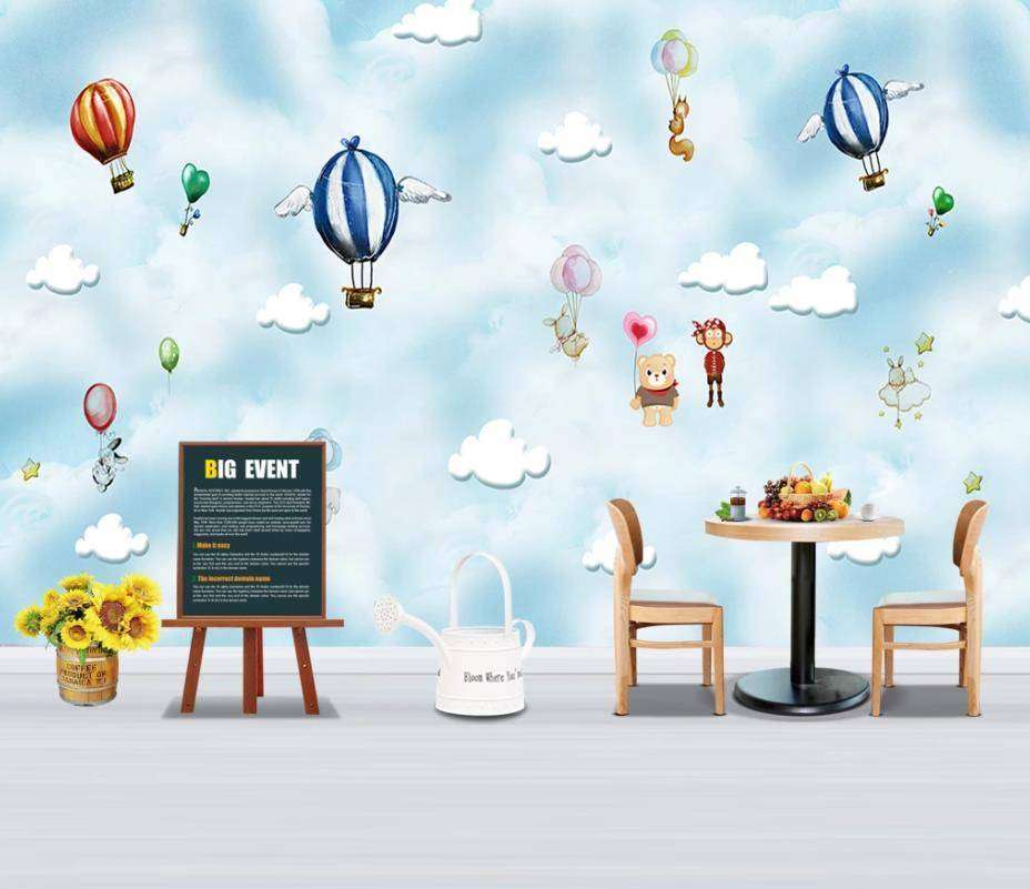 Фотообои в интерьере воздушные шары с крылышками  15-308 фото