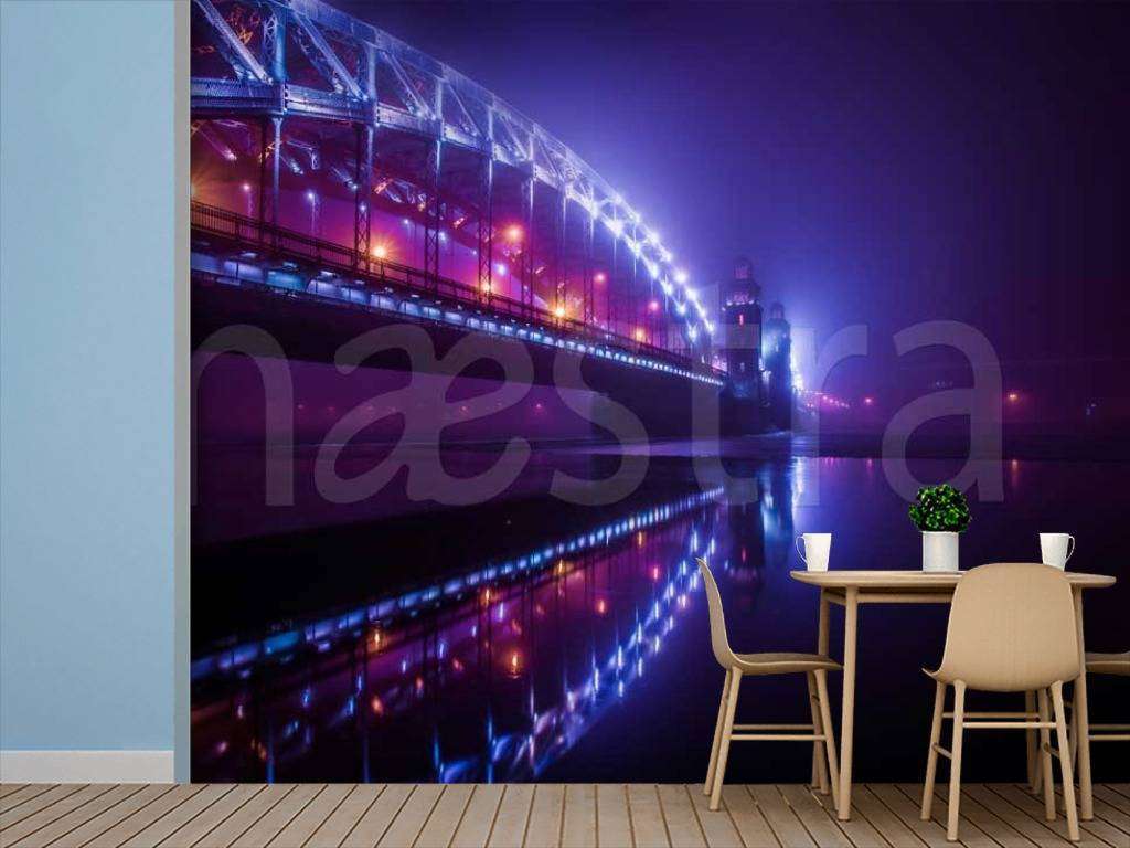 Фотообои Бесшовные обои на стену:  Большеохтинский мост. Артикул: 9-624  