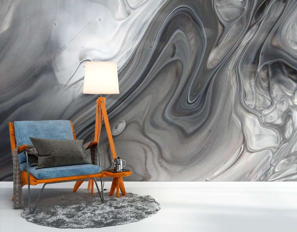 Фотообои в интерьере серый флюид арт  9-1535 фото