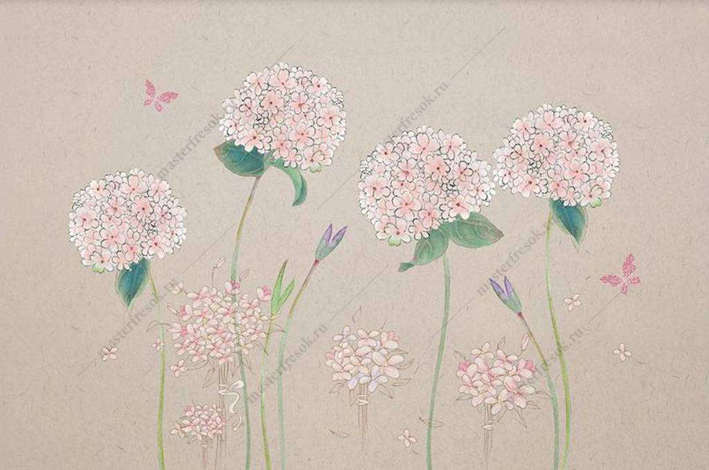 Фотообои в интерьере гортензия  15-870 фото