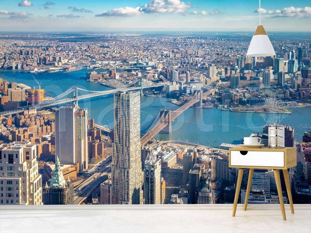Фотообои в интерьере панорама сверху на нью йорк  9-840 фото