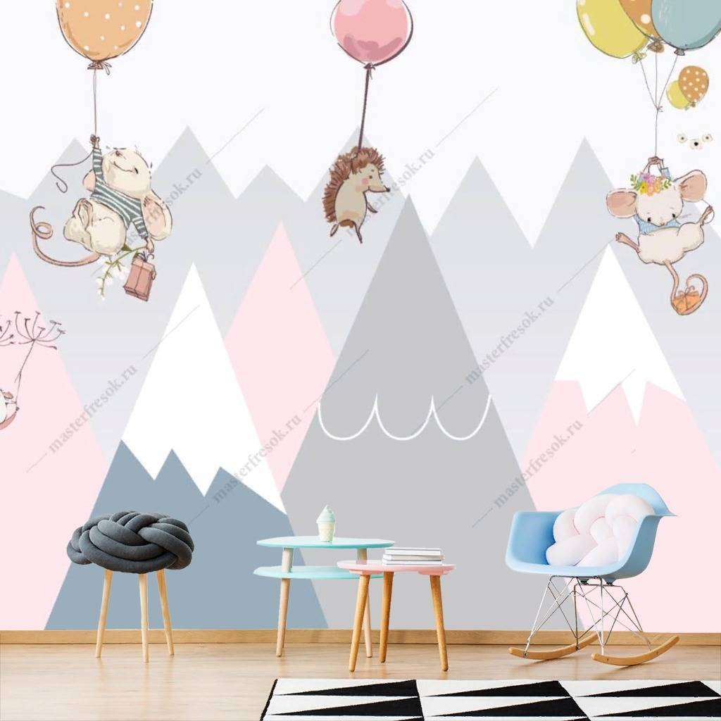 Фотообои в интерьере розовые горы  12-1159 фото