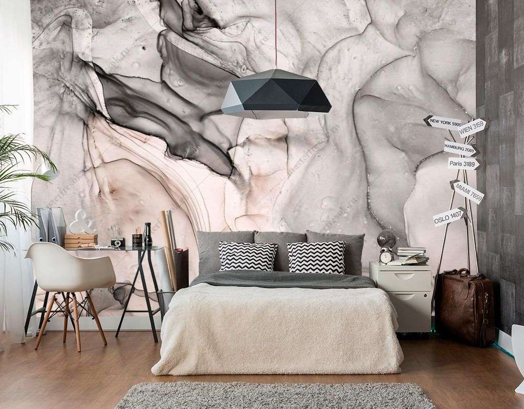 Фотообои в интерьере разводы чернилами  9-1551 фото