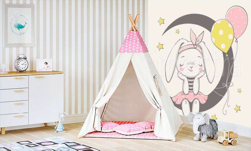 Фотообои Милая зайка на качелях  12-480