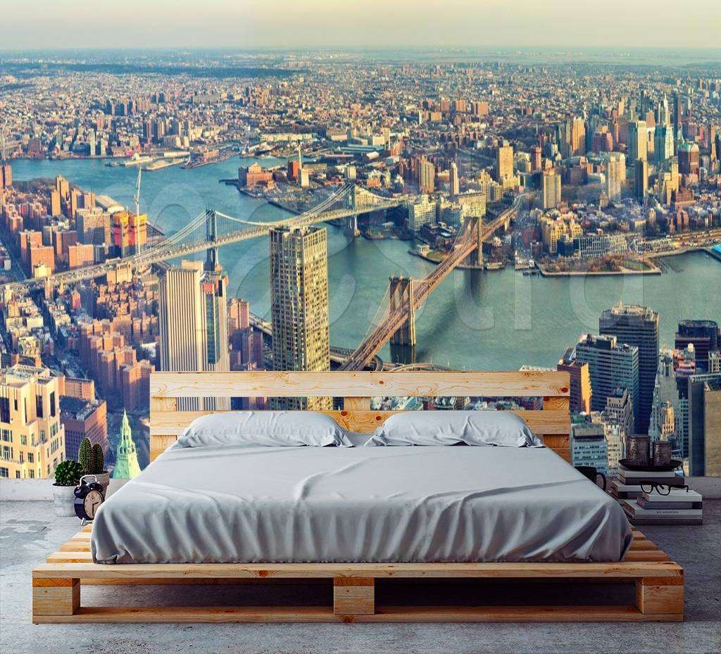 Фотообои в интерьере вид на нью йорк и гудзон  9-846 фото