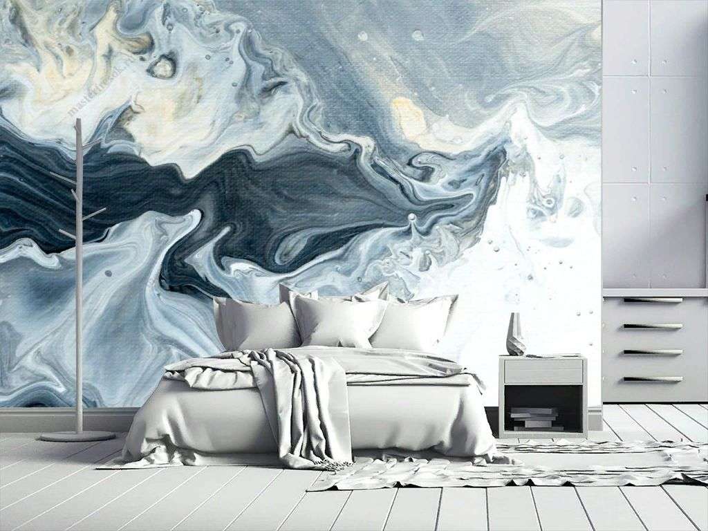 Фотообои в интерьере серо-голубой мрамор  9-1660 фото
