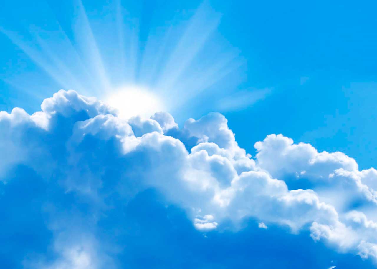 Фотообои в интерьере солнечное небо  9-306 фото