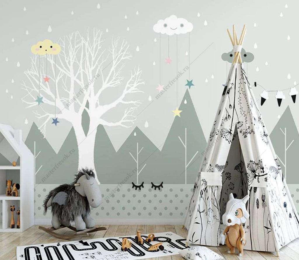 Фотообои Бесшовные обои на стену:  Геометрический лес. Артикул: 16-008  