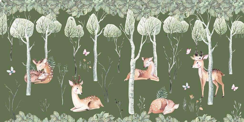 Фотообои в интерьере зеленый лес в детскую  12-1295 фото