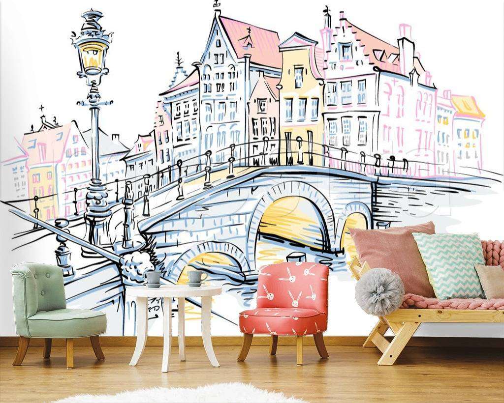 Фотообои Набережная графика  12-496