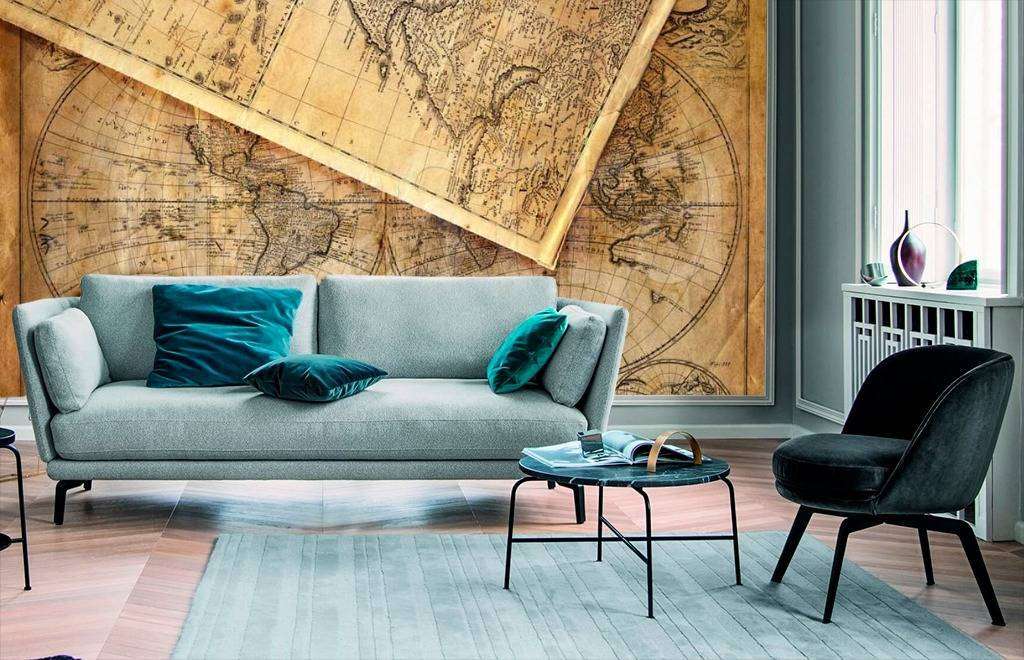 Фотообои в интерьере старинные карты с компасом  9-430 фото