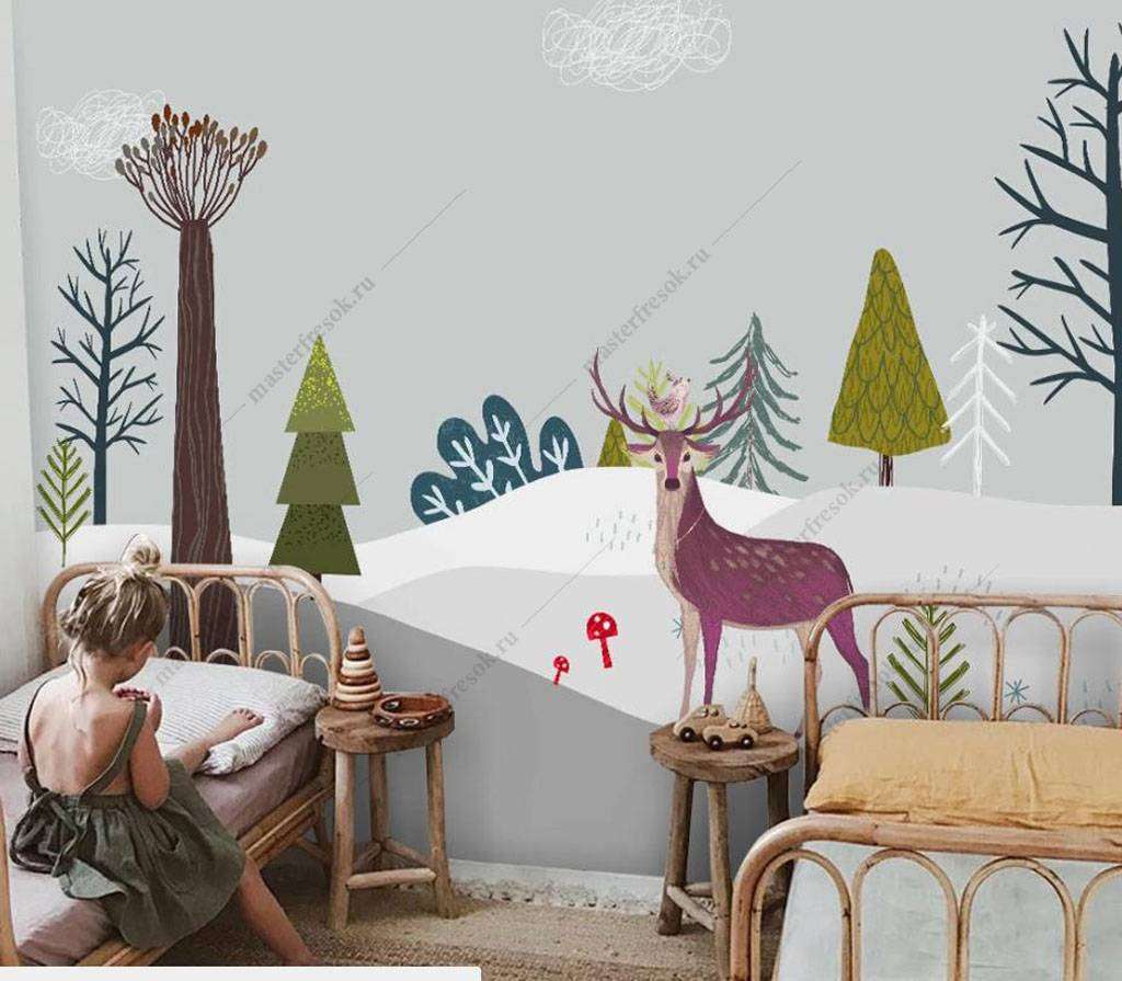 Фотообои в интерьере рисунок ребенка  16-002 фото