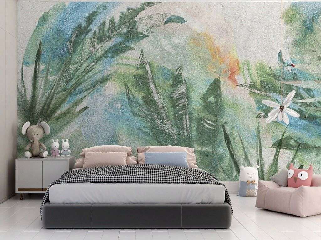 Фотообои в интерьере листья абстракция  9-1984 фото