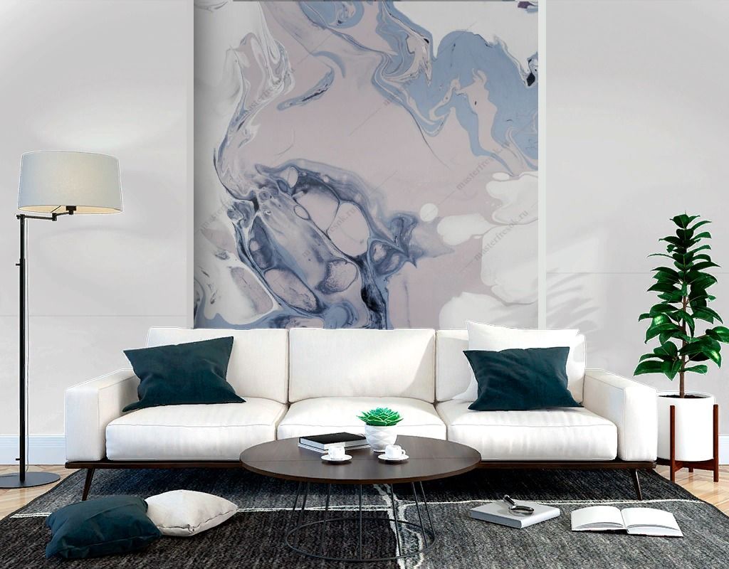 Фотообои Сине-белая абстрактная живопись  9-1661