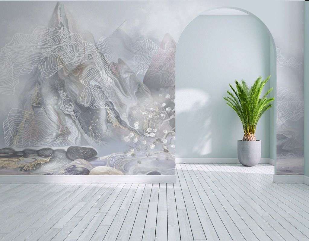 Фотообои в интерьере горный пейзаж  13-579 фото