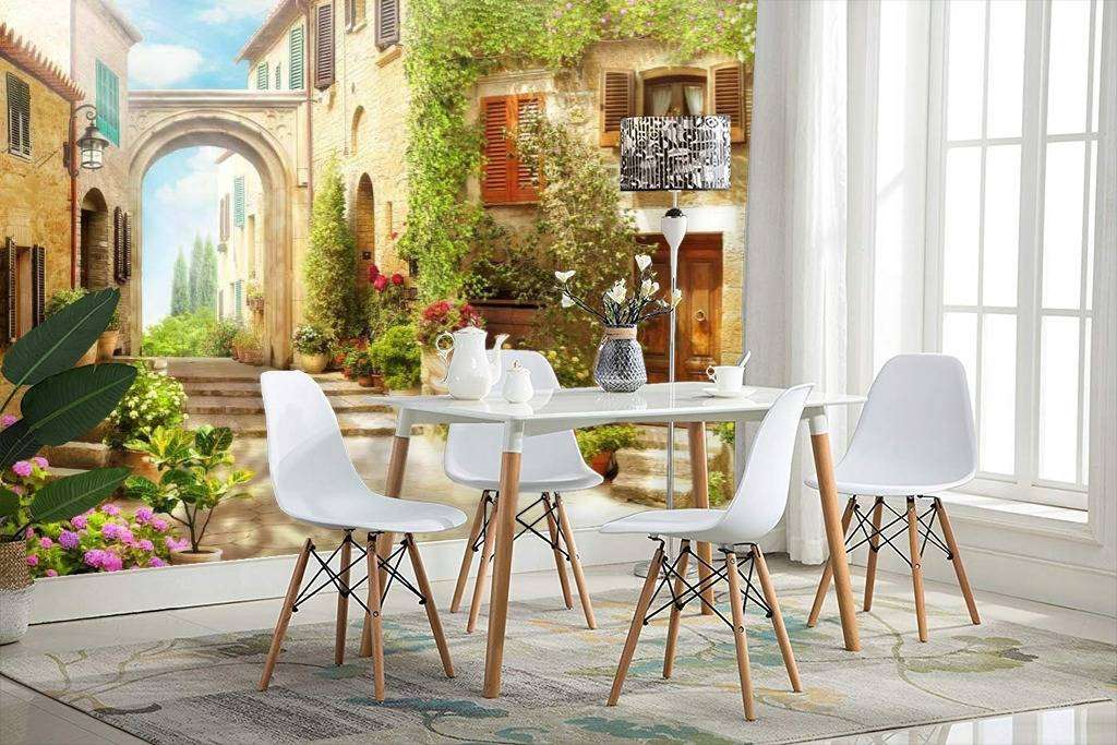 Фотообои Старинная улочка в цветах с аркой  17-0118