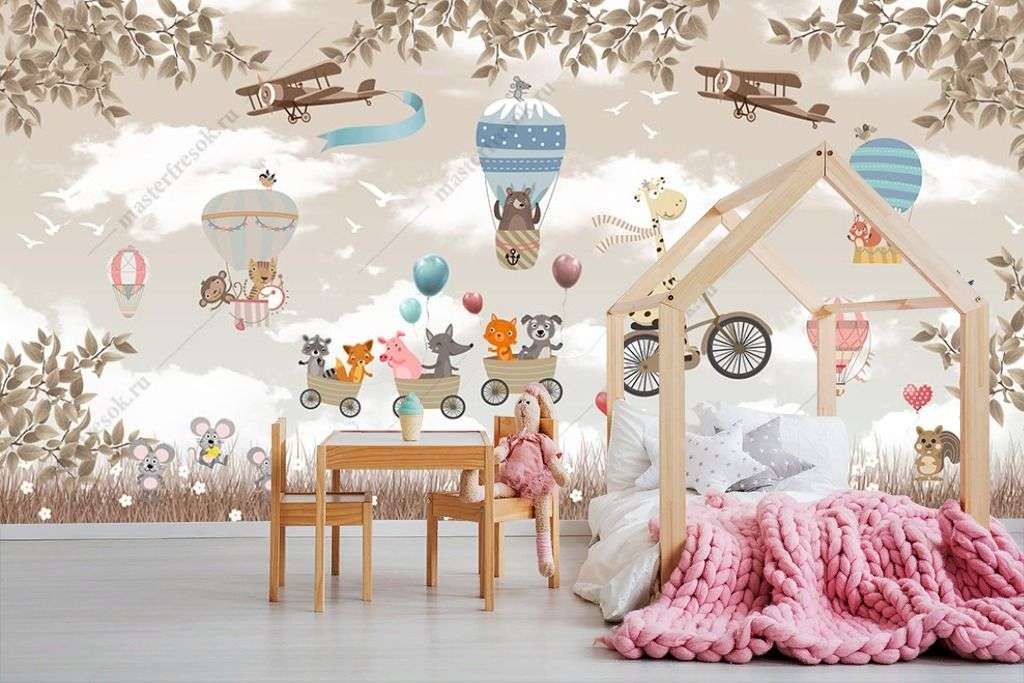 Фотообои в интерьере жираф на велосипеде едет  14-260 фото