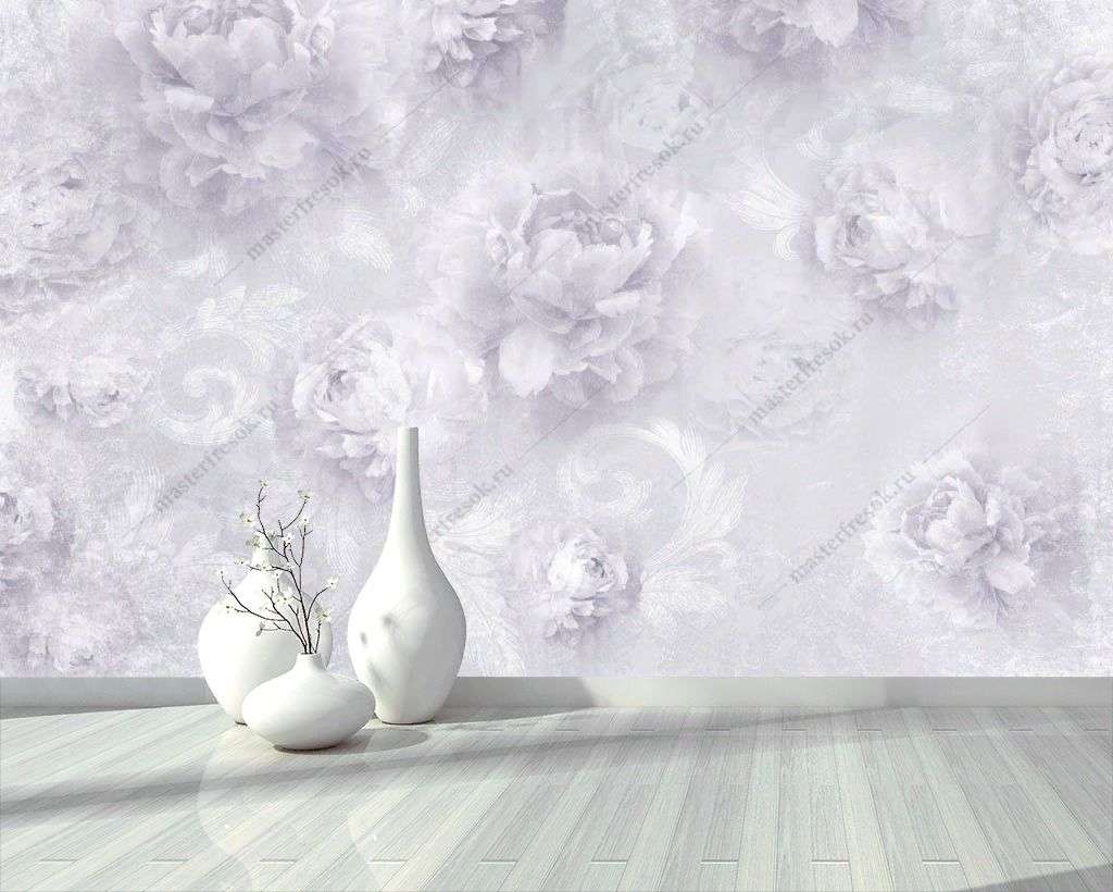 Фотообои в интерьере сиреневые пионы  10-750 фото