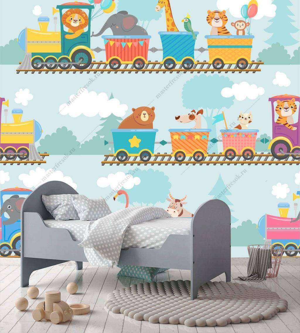 Фотообои в интерьере паровозики детские  12-807 фото