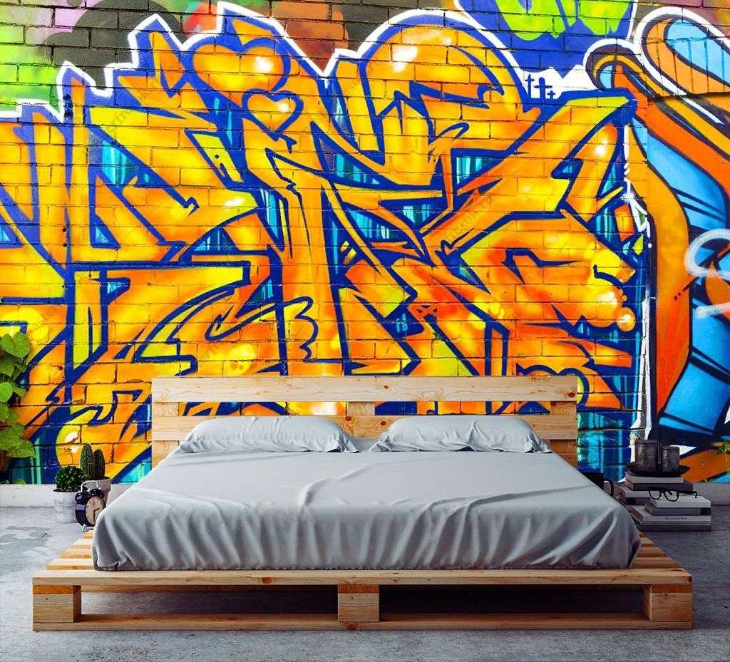 Фотообои в интерьере арт граффити на стене  12-1575 фото
