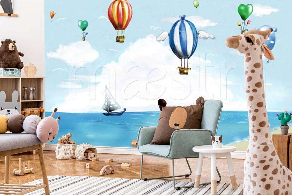 Фотообои в интерьере полет на воздушных шарах  12-271 фото