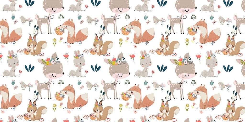 Фотообои в интерьере лисичка с оленем  12-667 фото