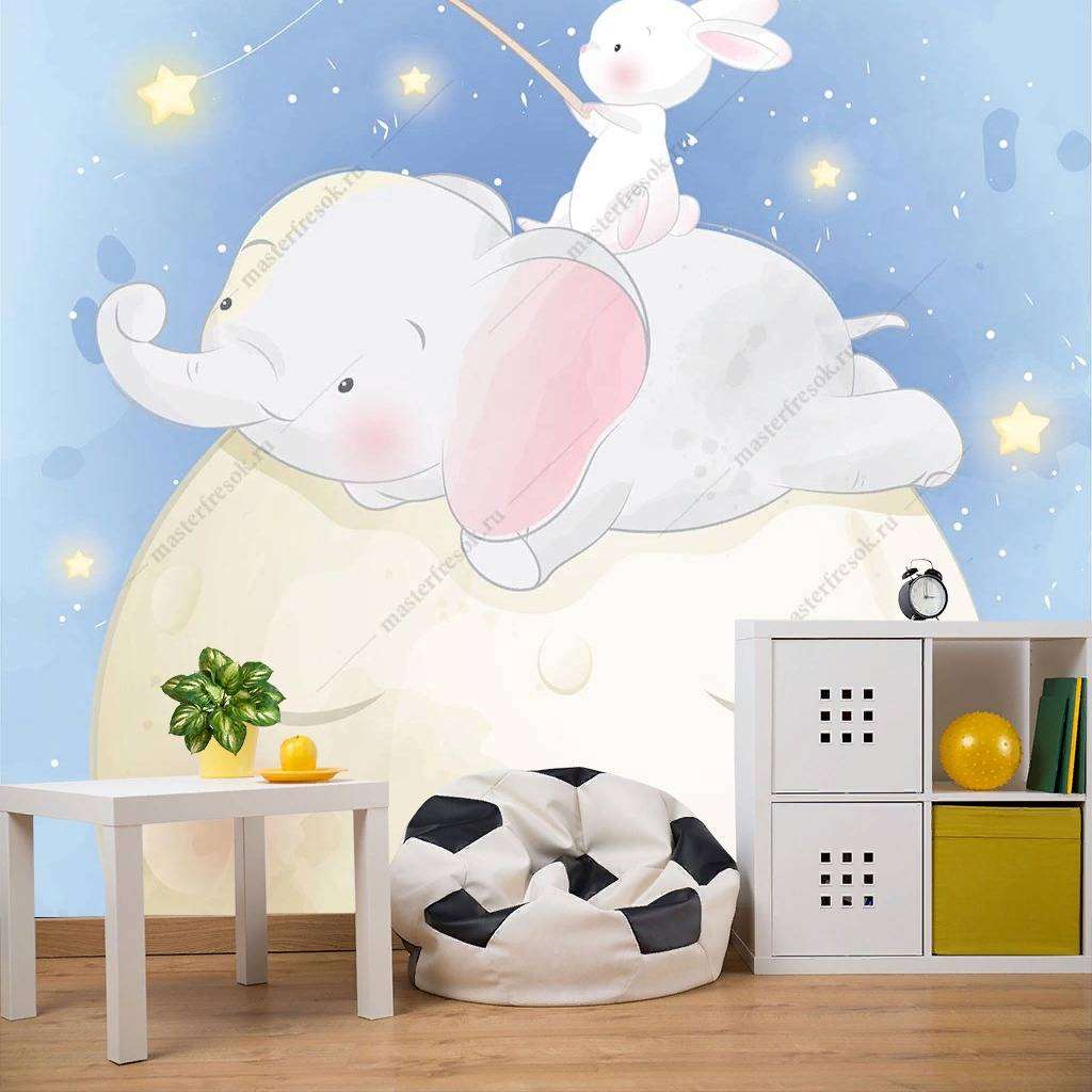 Фотообои в интерьере зверята на луне  12-1164 фото