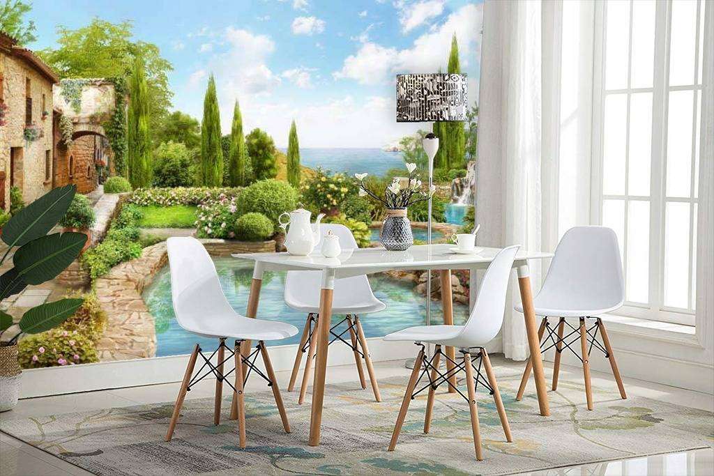 Фотообои в интерьере терраса с водопадом  17-0081 фото