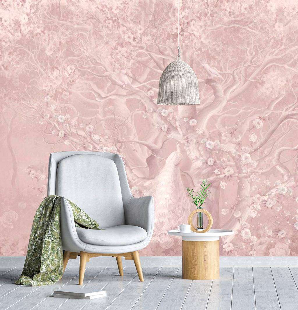 Фотообои в интерьере жар птицы в волшебном лесу  13-094 фото