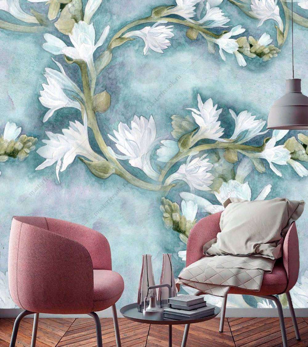 Фотообои в интерьере небесная магнолия  9-1184 фото