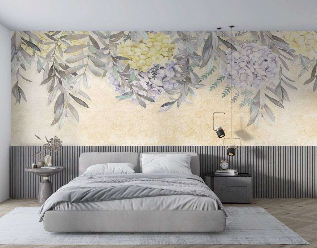 Фотообои в интерьере цветы желтые свисающие  9-1995 фото