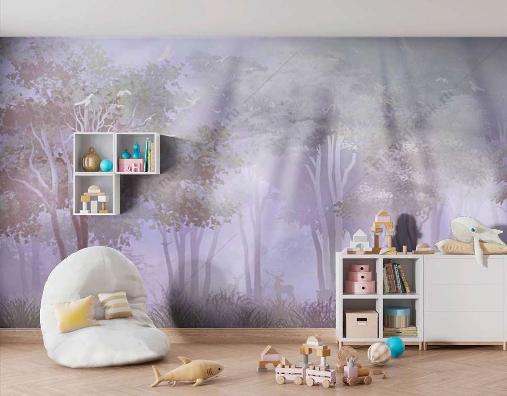 Фотообои Бесшовные обои на стену:  Лучи солнца в лесу. Артикул: 13-405  