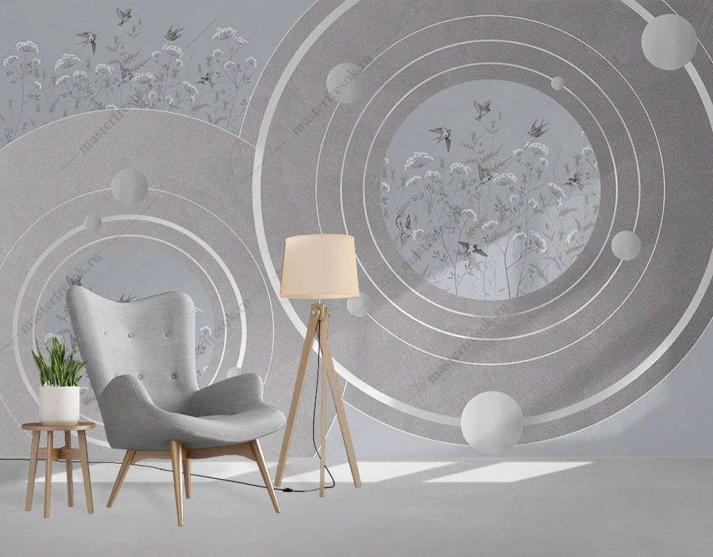 Фотообои в интерьере абстракция полевые цветы в системе  9-1826 фото