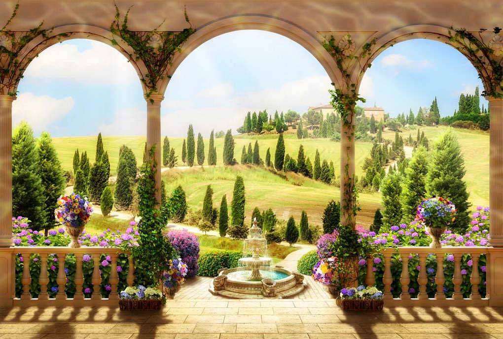 Фотообои в интерьере арка в райский сад  17-0106 фото