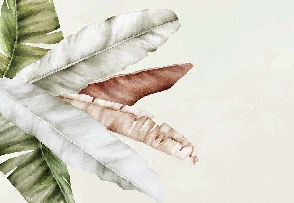 Фотообои в интерьере листья 3д стильные    14-772 фото