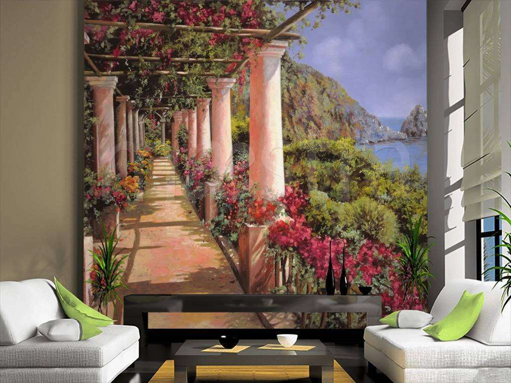 Фотообои Набережная с цветами и колоннами  8-075