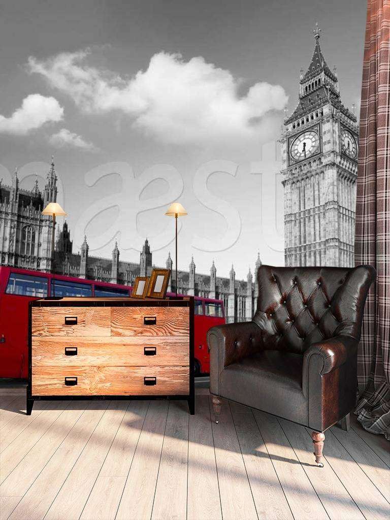 Фотообои Красный автобус на улицах Лондона  9-438