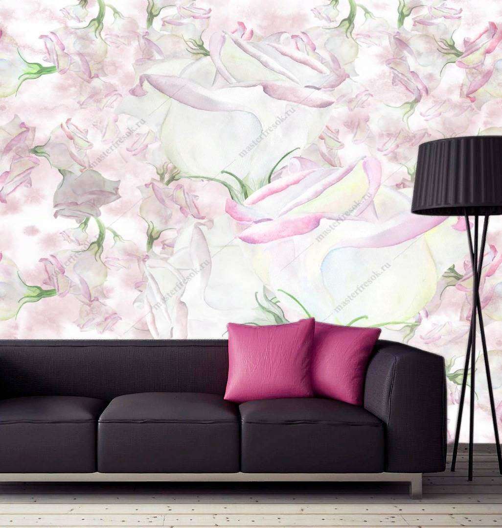 Фотообои в интерьере цветочный принт  9-1176 фото