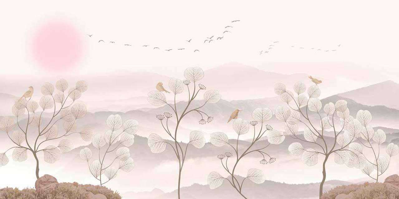 Фотообои в интерьере лес орнаментальный  7-675 фото