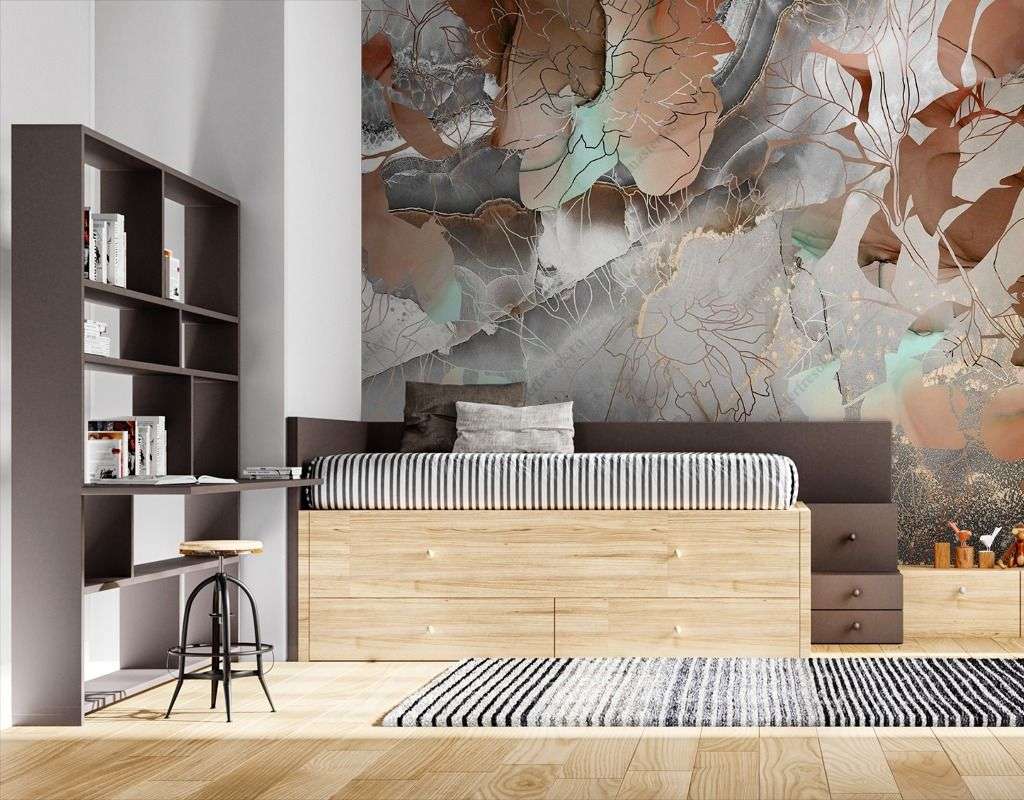 Фотообои в интерьере абстрактные лепестки  9-1618 фото